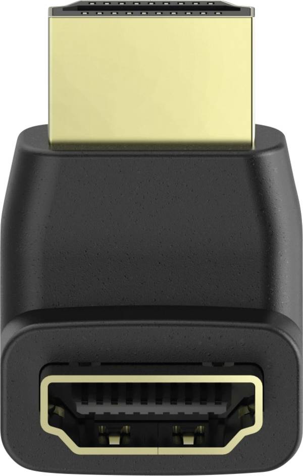 Hama 00205164 HDMI adaptér [1x HDMI zásuvka - 1x HDMI zástrčka] černá pozlacené kontakty, 90° zatočeno dolů