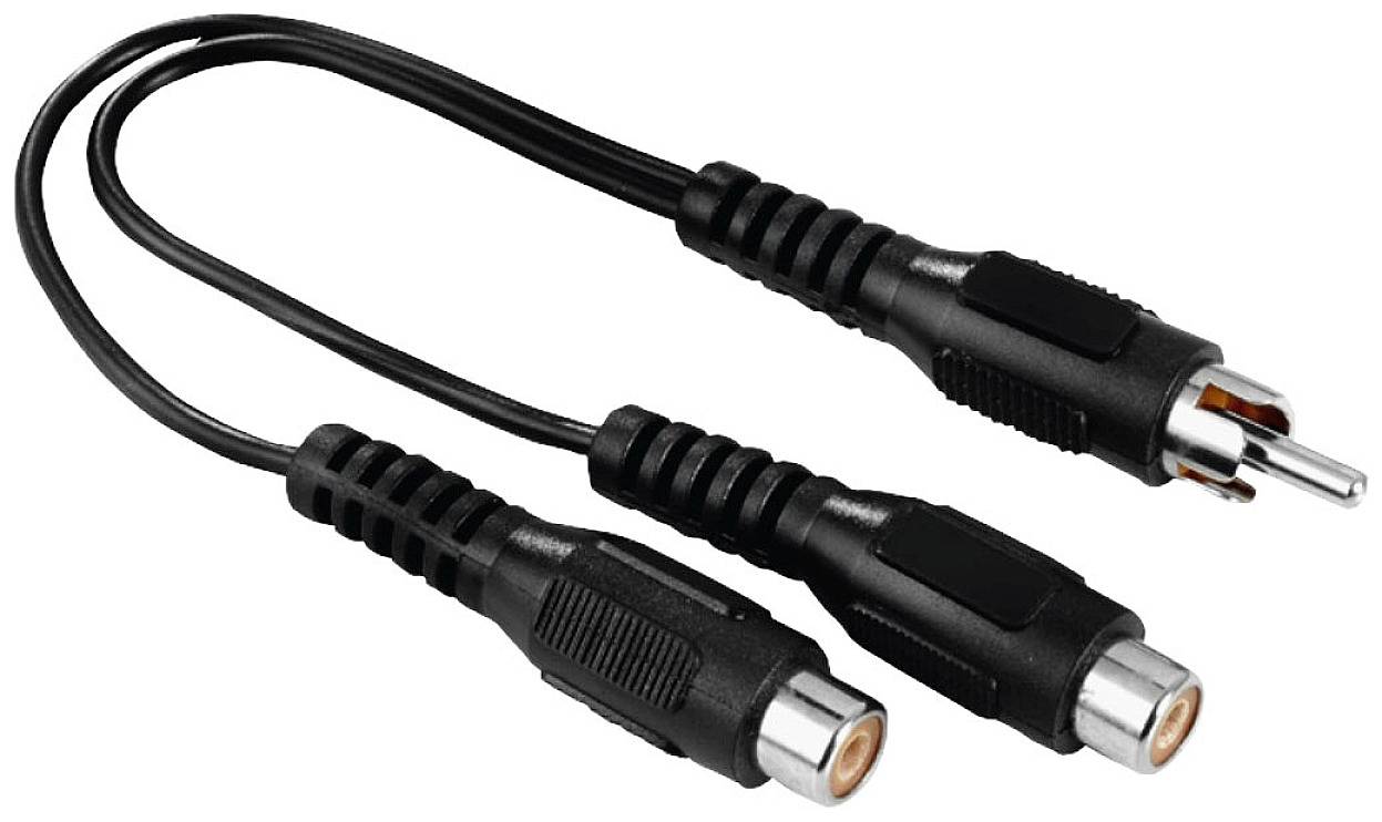 Y-kabel s jedním samčím a dvěma samičími audio konektory pro rozdělení signálu. Vhodný pro stereo a audiovizuální zařízení.
