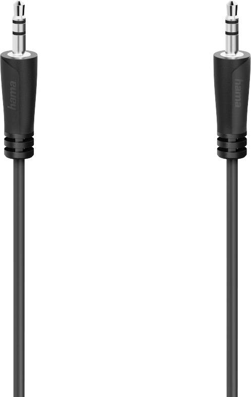Černý audiokabel se dvěma 3,5mm jack konektory.