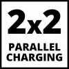 Logo '2x2 Paralelní nabíjení', černý text na bílém pozadí.