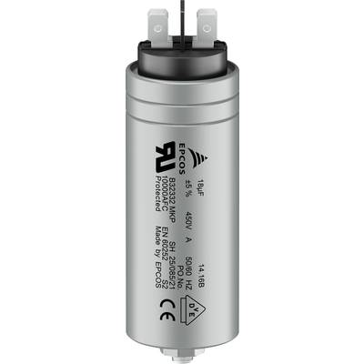 Válcový kondenzátor s nápisem 'EPCOS B32332 MKP, 18μF, 450V AC, 50/60Hz'.