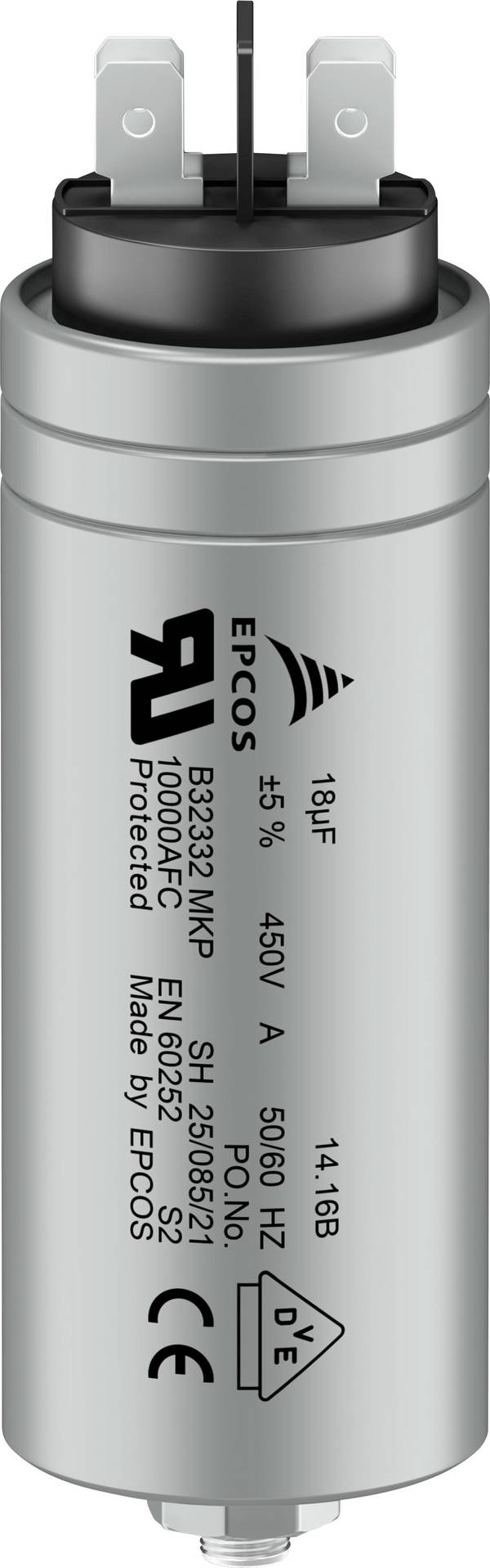 TDK B32332I6606J082 1 ks fóliový kondenzátor MKP s konektorem  60 µF 450 V/AC 5 %  (Ø x v) 45 mm x 103 mm #####Dose