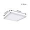 Čtvercové LED svítidlo o rozměrech 293 mm x 293 mm x 28 mm.
