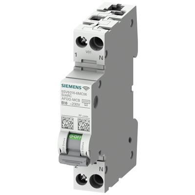 Jistič Siemens s označením 'AFDD-MCB', 230V, B16. QR kódy a pozice spínače 'O-OFF' jsou viditelné.