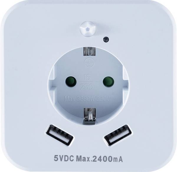 InnTec  SLED02 LED noční světlo s PIR senzorem     LED teplá bílá bílá, schuko zásuvka