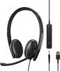 EPOS ADAPT 165 USB-A II telefon Headset otevřená (On Ear) kabelová stereo černá Potlačení hluku regulace hlasitosti, Vypnutí zvuku mikrofonu