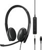 EPOS EPOS ADAPT 165T USB-C II - ADAPT 100 Series - Headset Headset otevřená (On Ear) kabelová stereo černá Potlačení hluku regulace hlasitosti, Vypnutí zvuku mikrofonu telefon