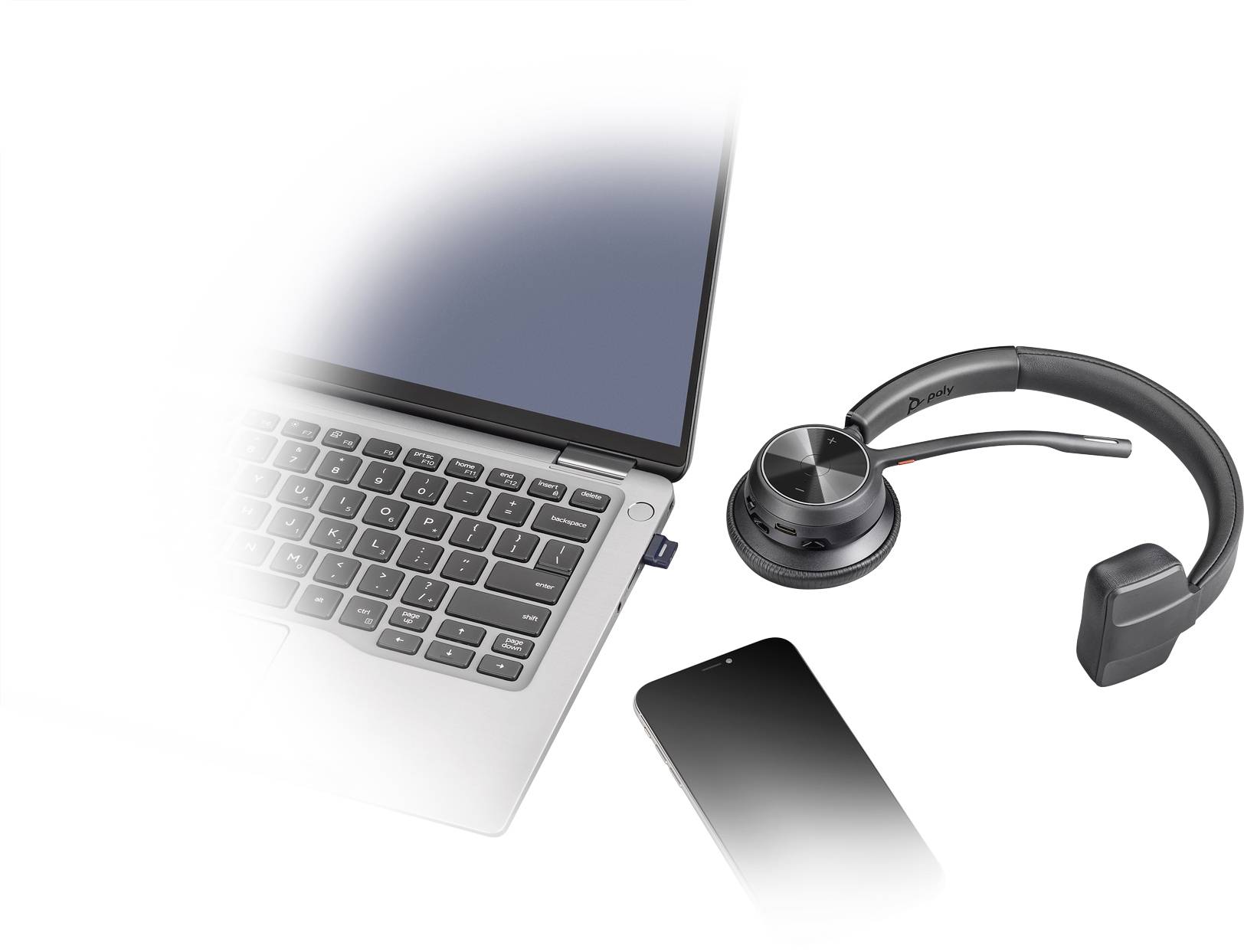 HP Poly VOYAGER 4310 UC Headset otevřená (On Ear) Bluetooth® mono černá Redukce šumu mikrofonu, Potlačení hluku Vypnutí -3