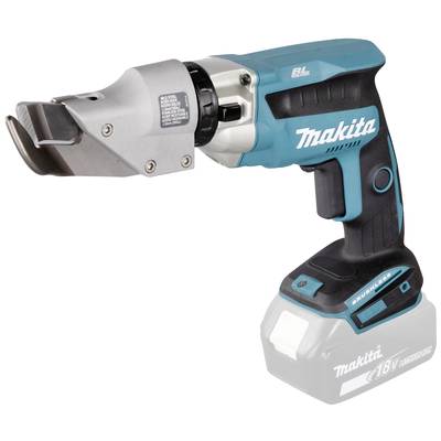 Bezdrátový Makita řezač kovu v tyrkysové a černé barvě. Ergonomická rukojeť, akumulátor 18V, vhodný pro přesné řezání kovu.