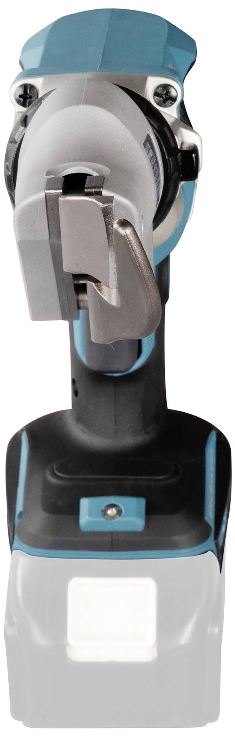 Akumulátorové elektrické nářadí s ergonomickou rukojetí a robustní hlavou čepele, vhodné pro profesionální stavební práce.