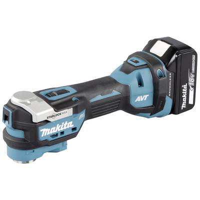 Bezdrátový multifunkční nástroj Makita s 18V akumulátorem, vhodný pro různé DIY práce.