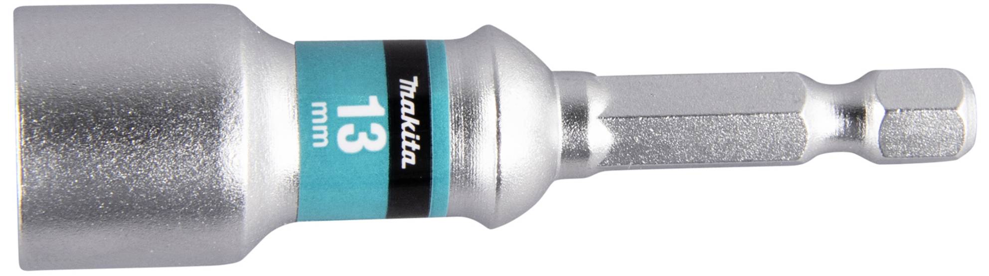 Nástrčný klíč s 13mm hlavicí a stříbrným šestihranným nástavcem, s vyznačenou značkou.