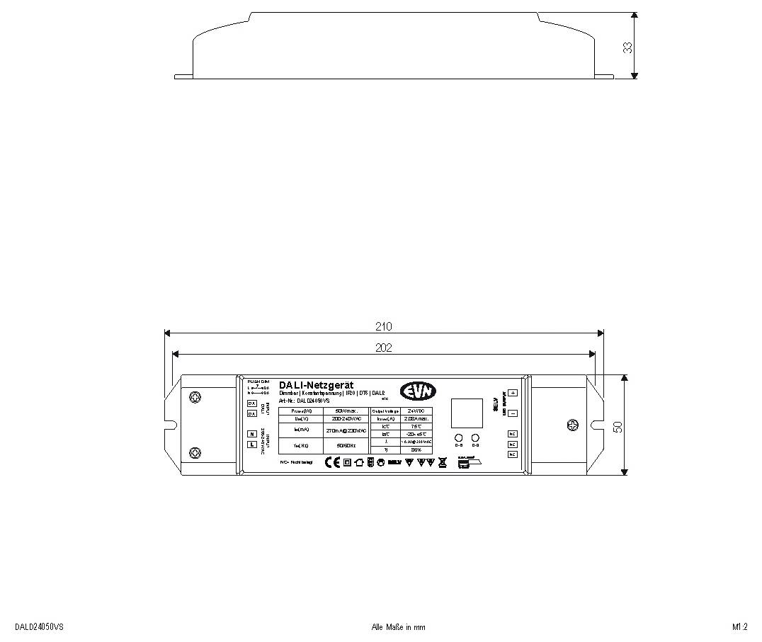 EVN DALD24050VS LED stmívač 210 mm 50 mm-2