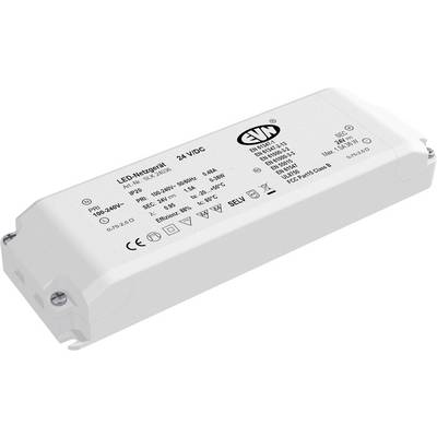 Zdroj napájení bílé LED s označením "LED+Mezcl" a 24 VDC, zobrazen na fotografii produktu na jednobarevném pozadí.