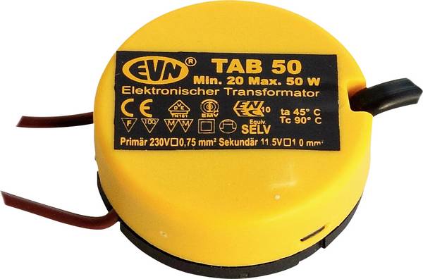 EVN TAB 50 Halogenový transformátor  12 V 20 - 50 W stmívací s fázovým stmívačem pro zapnutí