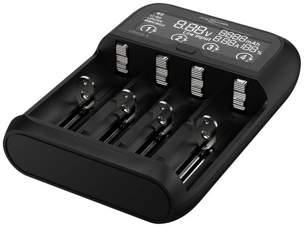 Ansmann Lithium 4 nabíječka akumulátorů LiFePO , Li-Ion, NiCd, NiMH 10340 , 10350 , 10440, 10500 , 10350 , 10440, 10500 , 12500 , 12650 , 13500 , 13650 , 14500, 14650 , 16340, 16650, 17335 , 17355, 17500, 17650 , 17670, 18350 , 18490, 18500, 18650, 18700 , 20650 , 21700 , 22650, 25500 , 26500, 26650, AAA, AA, Sub-C , malé mono
