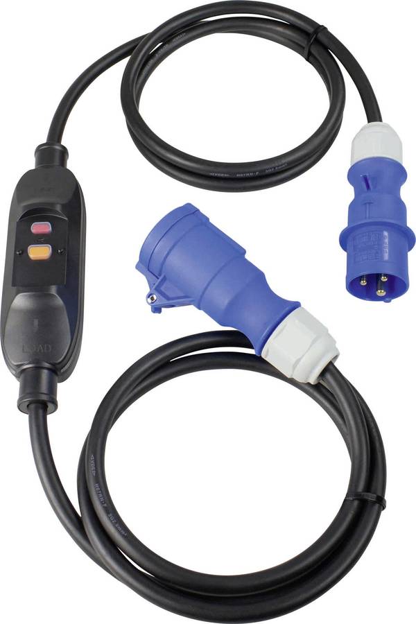 AS Schwabe 45224 napájecí prodlužovací kabel, 16 A, modrá, černá, 3 m, s proudovým chráničem