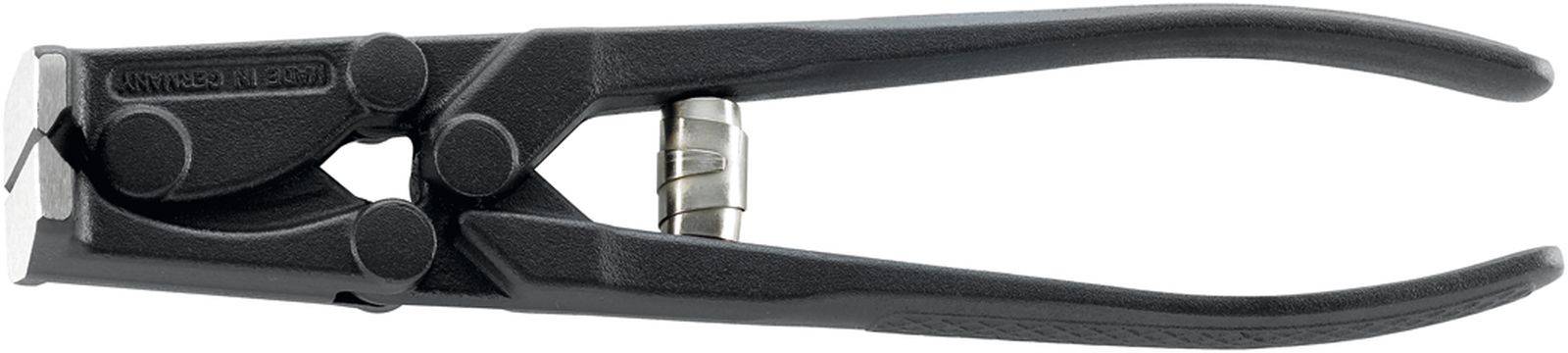 Černé kleště s kovovým mechanismem uprostřed, pohled z boku. Používají se k řezání nebouchopení materiálu.