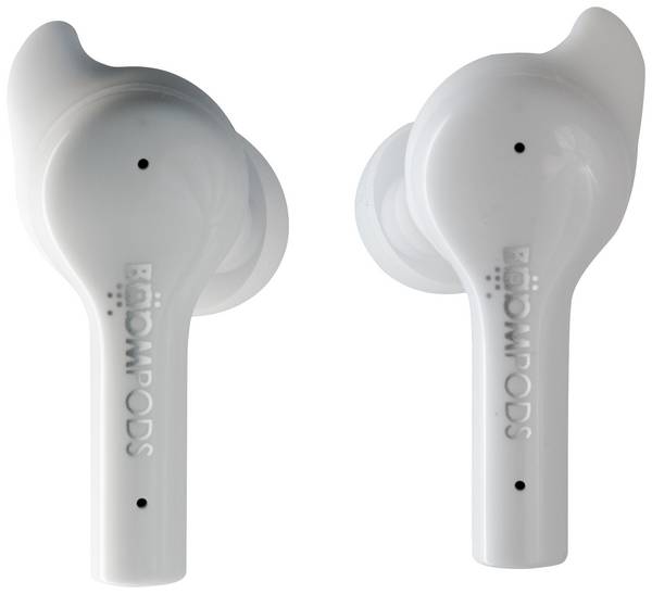 Boompods Bassline GO  špuntová sluchátka (In Ear) Bluetooth®  bílá Redukce šumu mikrofonu headset, regulace hlasitosti, odolné vůči potu, dotykové ovládání Hi-Fi