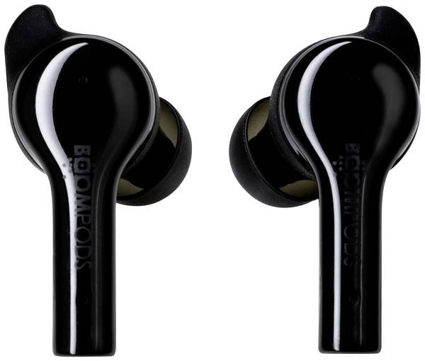 Boompods Bassline GO  špuntová sluchátka (In Ear) Bluetooth®  černá  headset, regulace hlasitosti, odolné vůči potu, dotykové ovládání
