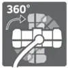 Ilustrace zobrazuje solární modul schopný otáčení o 360 stupňů, s šipkou a symbolickým znázorněním Země v pozadí.