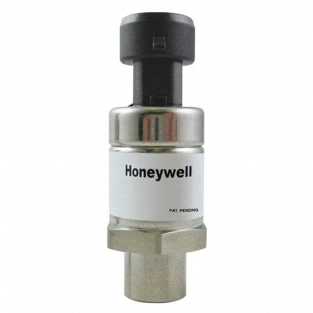 Tlakový senzor od Honeywellu s válcovým kovovým pouzdrem a černým plastovým připojením nahoře, s nápisem 'Honeywell'.