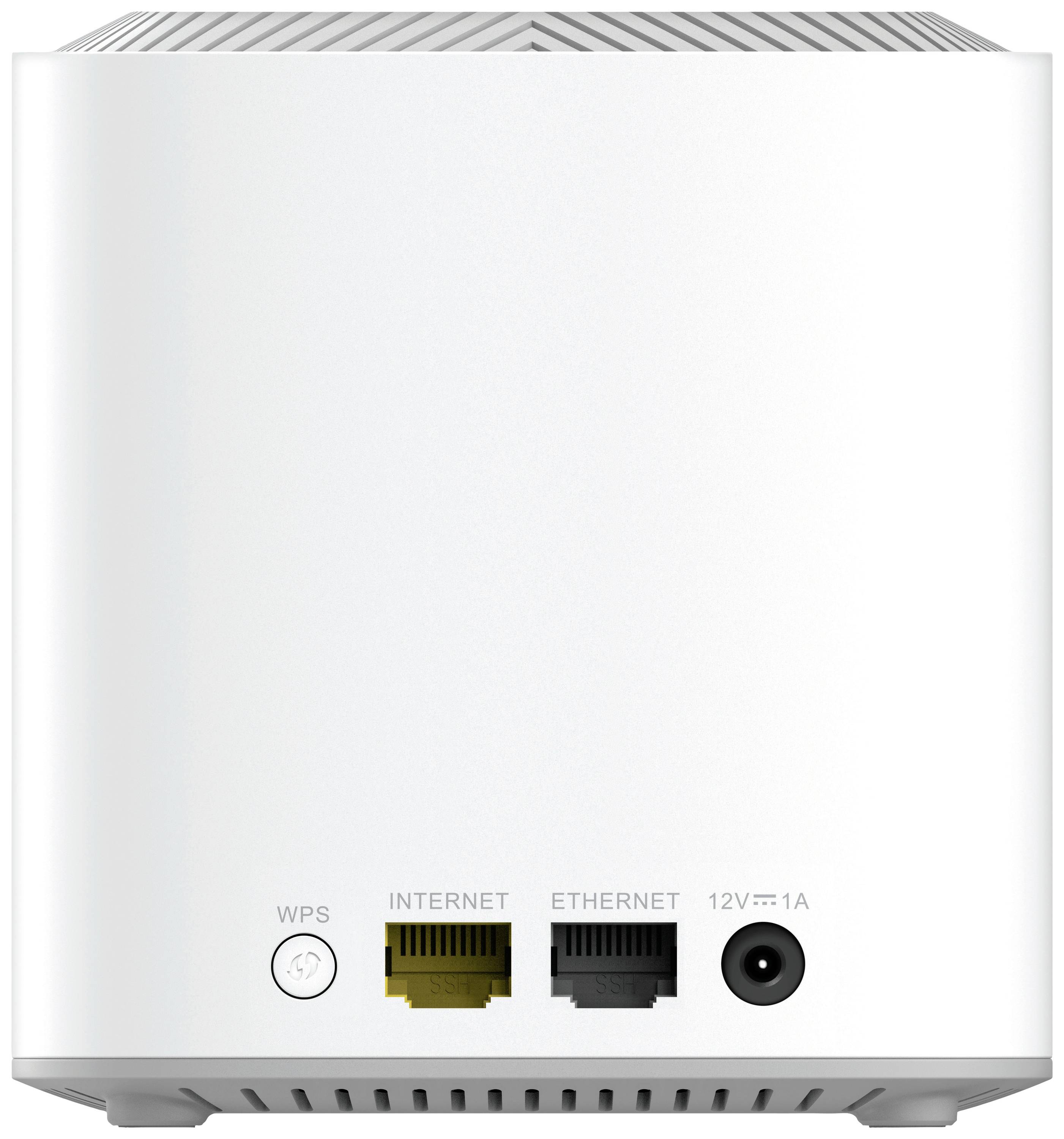 Bílý router s konektory: 'WPS', 'INTERNET', 'ETHERNET' a napájecí konektor '12V=1A'. Pohled zezadu ukazuje možnosti připojení.
