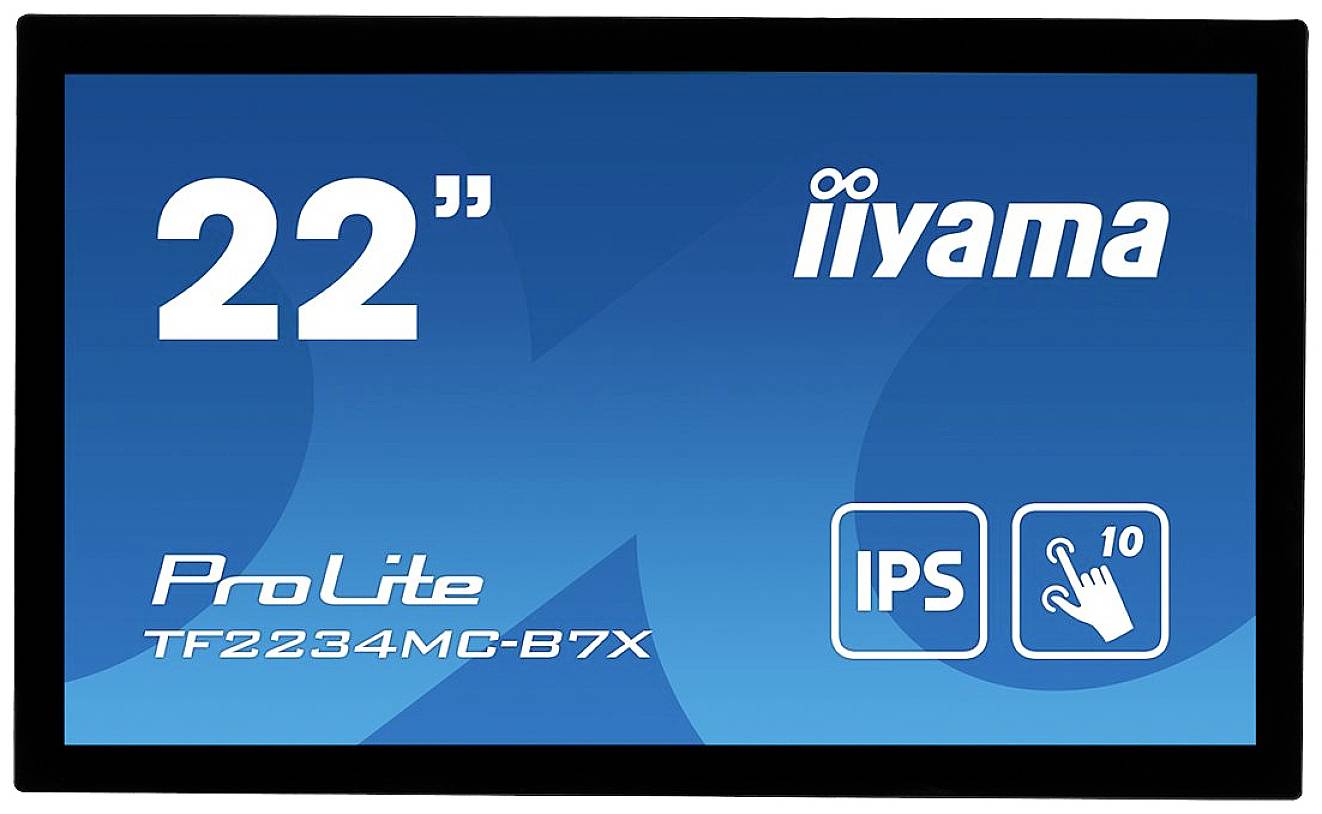 '22" iiyama ProLite TF2234MC-B7X monitor, IPS technologie, podpora 10-bodového dotykového ovládání.'