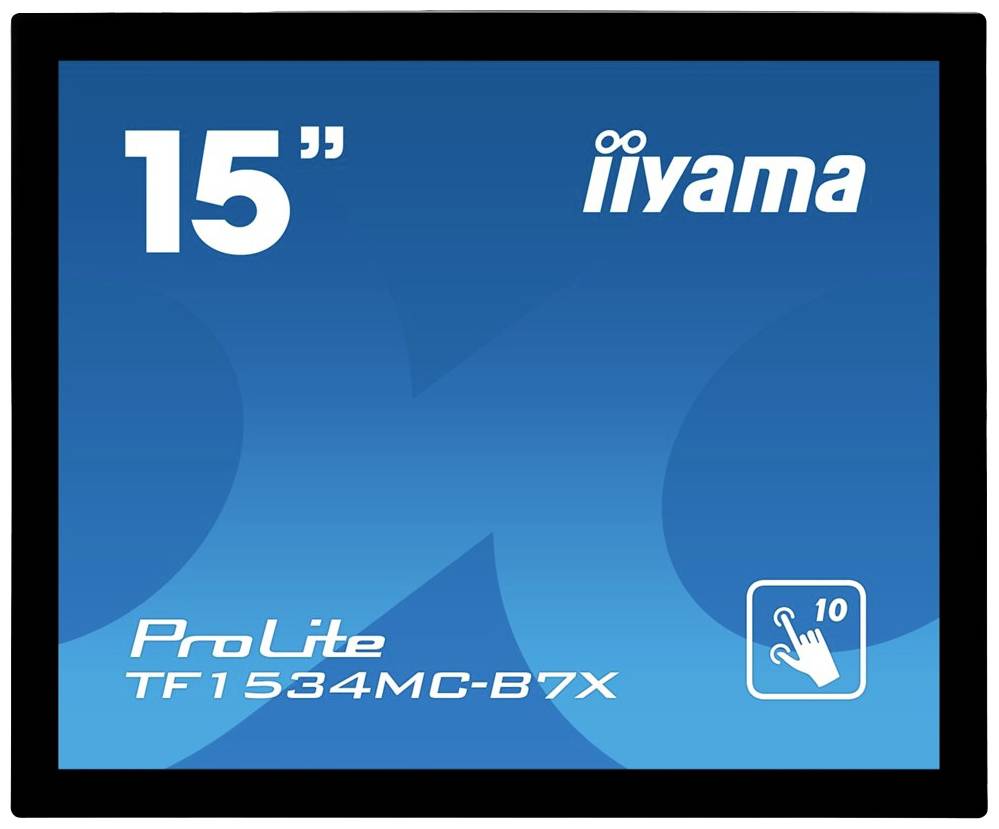 15palcový monitor od společnosti iiyama, model "ProLite TF1534MC-B7X" s dotykovou funkcí, vhodný pro interaktivní aplikace.