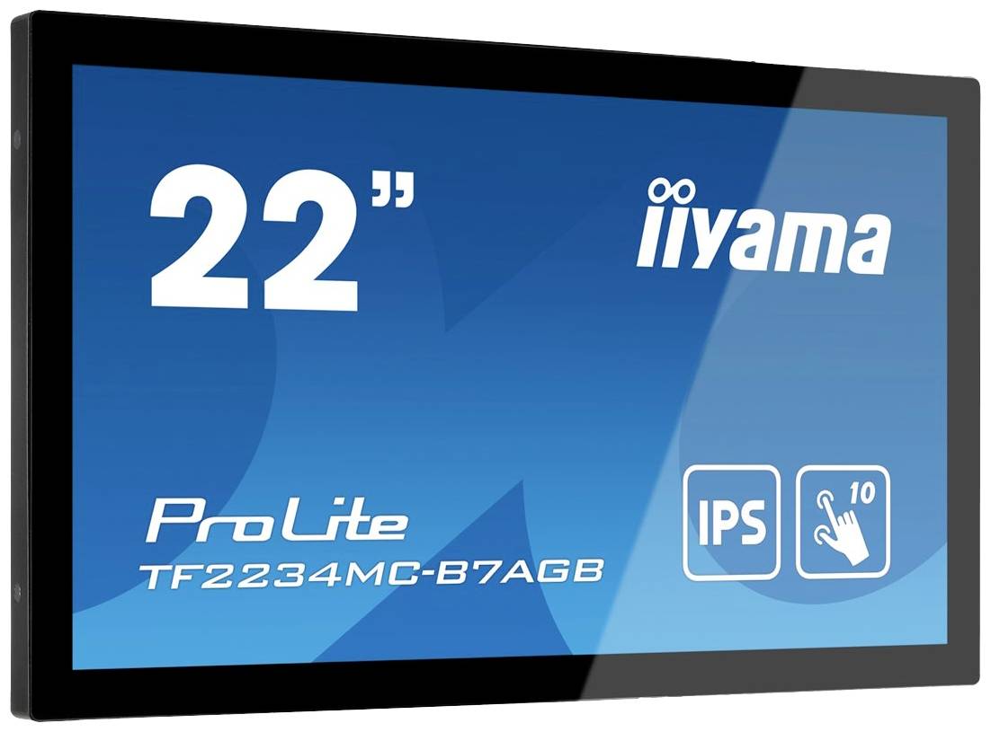 22palcový plochý displej s označením 'ProLite TF2234MC-B7AGB', s technologií IPS a podporou 10bodového dotykového ovládání.