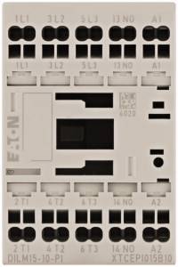 Elektrické spínací zařízení s různými připojovacími svorkami, s nápisem výrobce 'Eaton', modelové číslo je viditelné.