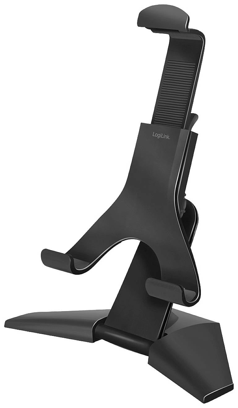 Černený, nastavitelný stojan na tablet z plastu. Ideální pro práci s tabletem bez nutnosti držení. Vhodný pro různé velikosti.