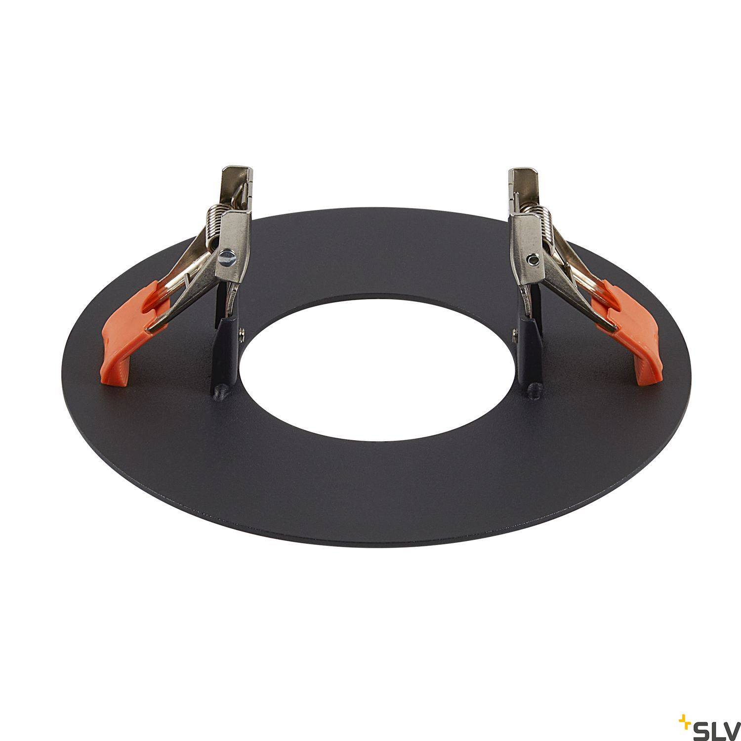 Kulatý držák se dvěma svorkami, vhodný pro upevnění na povrchu. Ideální pro řemeslné nebo technické využití.