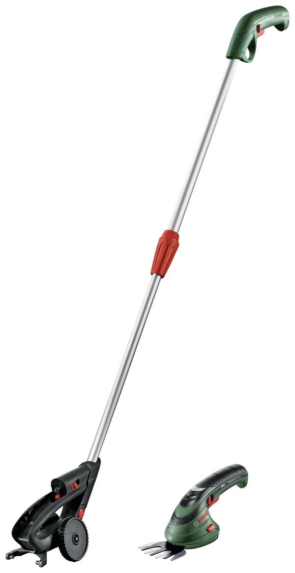 Bosch Home and Garden 0600833109 Isio akumulátor nůžky na trávu, teleskopická rukojeť  + akumulátor, vč. nabíječky, s prodloužením, včetně nástavce na nůžky na trávu 3.6 V Li-Ion