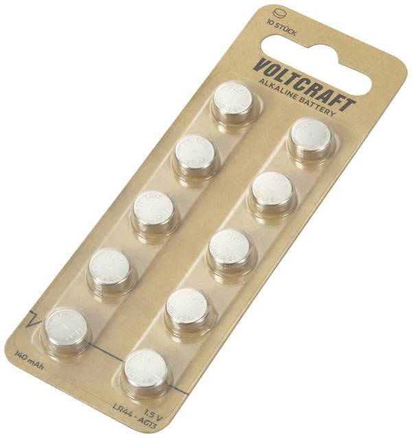 VOLTCRAFT knoflíkový článek LR 44 1.5 V 10 ks 140 mAh alkalicko-manganová AG13