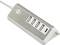 Ocelový přívod energetický s četyrmi USB porty pro nabíjení a připojeným napájecím kabelem.