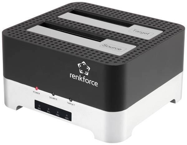 Renkforce RF-DOCKING-02 USB 3.0 SATA 6 Gb/s 2 porty duplikační stanice pevných disků 2.5 palec, 3.5 palec s funkcí klonování