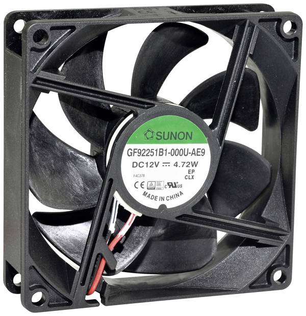 Sunon GF92251B1-000U-AE9 axiální ventilátor, 12 V/DC, 127.3 m³/h, (d x š x v) 92 x 92 x 25 mm, GF92251B1-000U-AE9