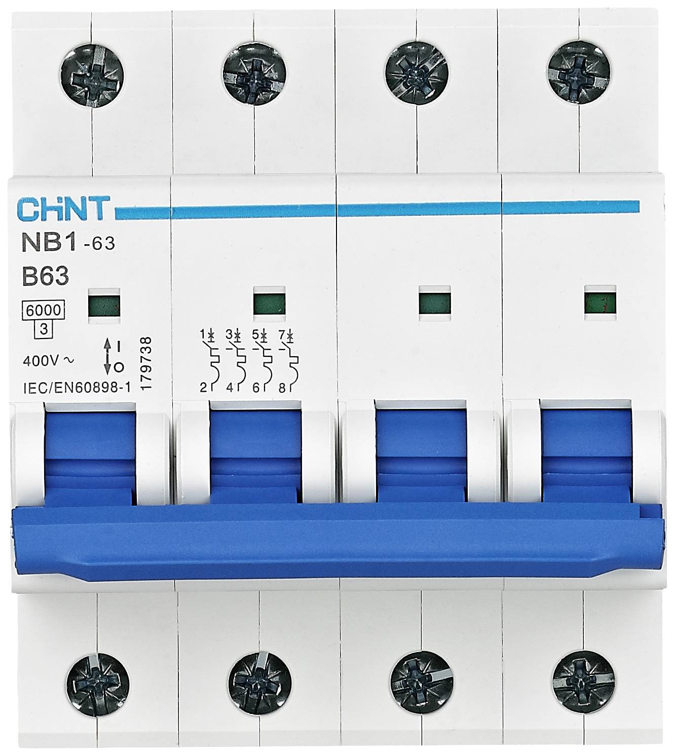 Chint 179728 NB1-63 4P B16 6kA DB elektrický jistič 4pólový 16 A