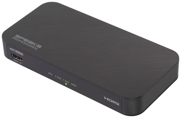 <br>  SpeaKa Professional<br>  TV, přijímač, audio<br>  extraktor<br>  SP-HDA-502<br>  [HDMI - HDMI]<br>  3840 x 2160 Pixel<br>  eARC, S/PDIF- + analog výstup<br>