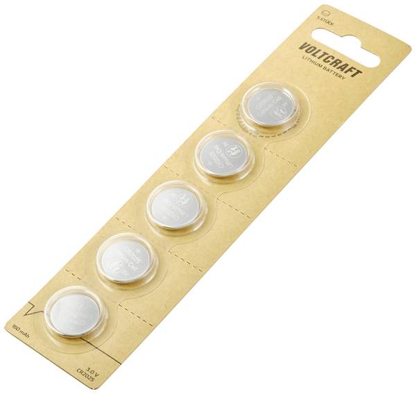 VOLTCRAFT knoflíkový článek CR 2025 3 V 5 ks 160 mAh lithiová LM2025