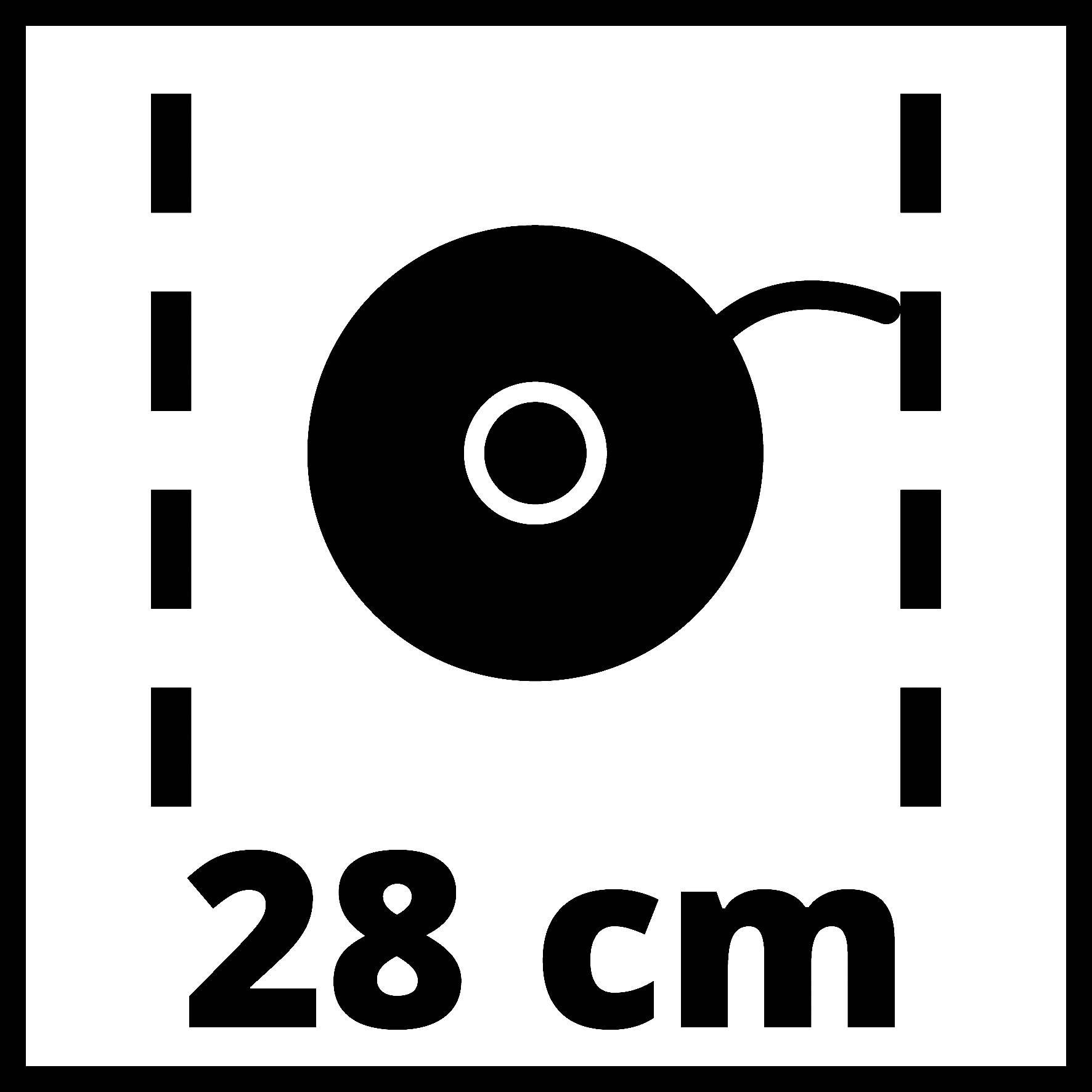 Symbol jádrovače jablek o průměru 28 cm