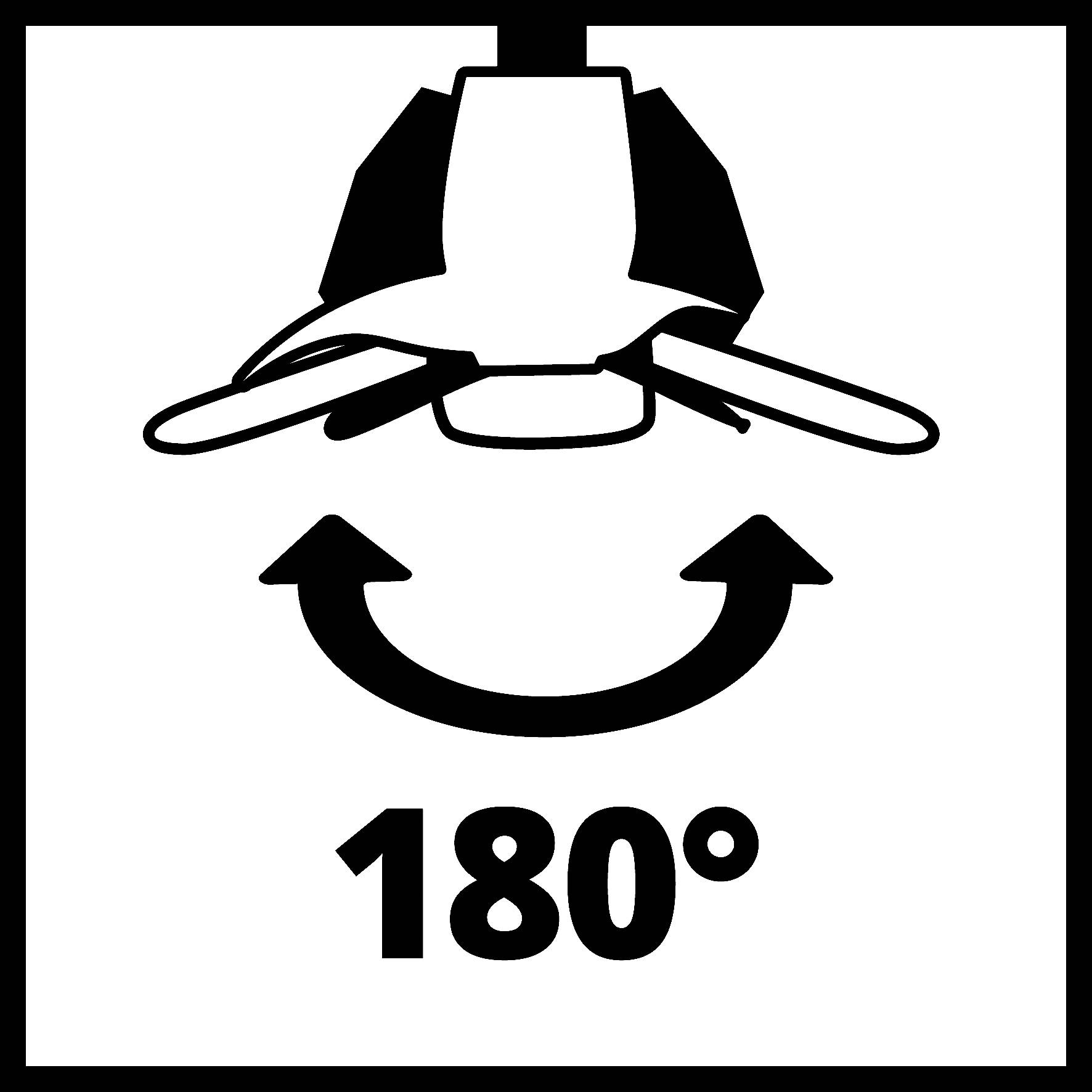 Obrázek ukazuje symbol pro 180stupňové otočení; objekt s ohnutou šipkou pod ním.