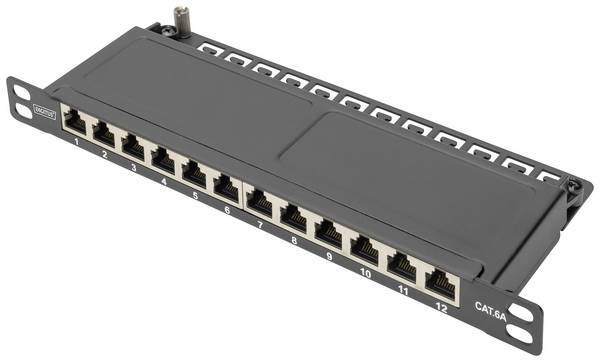 Digitus DN-91612S-SL-EA 12 portů patch panel 254 mm (10") CAT 6A 0.5 U vícebarevná osazený