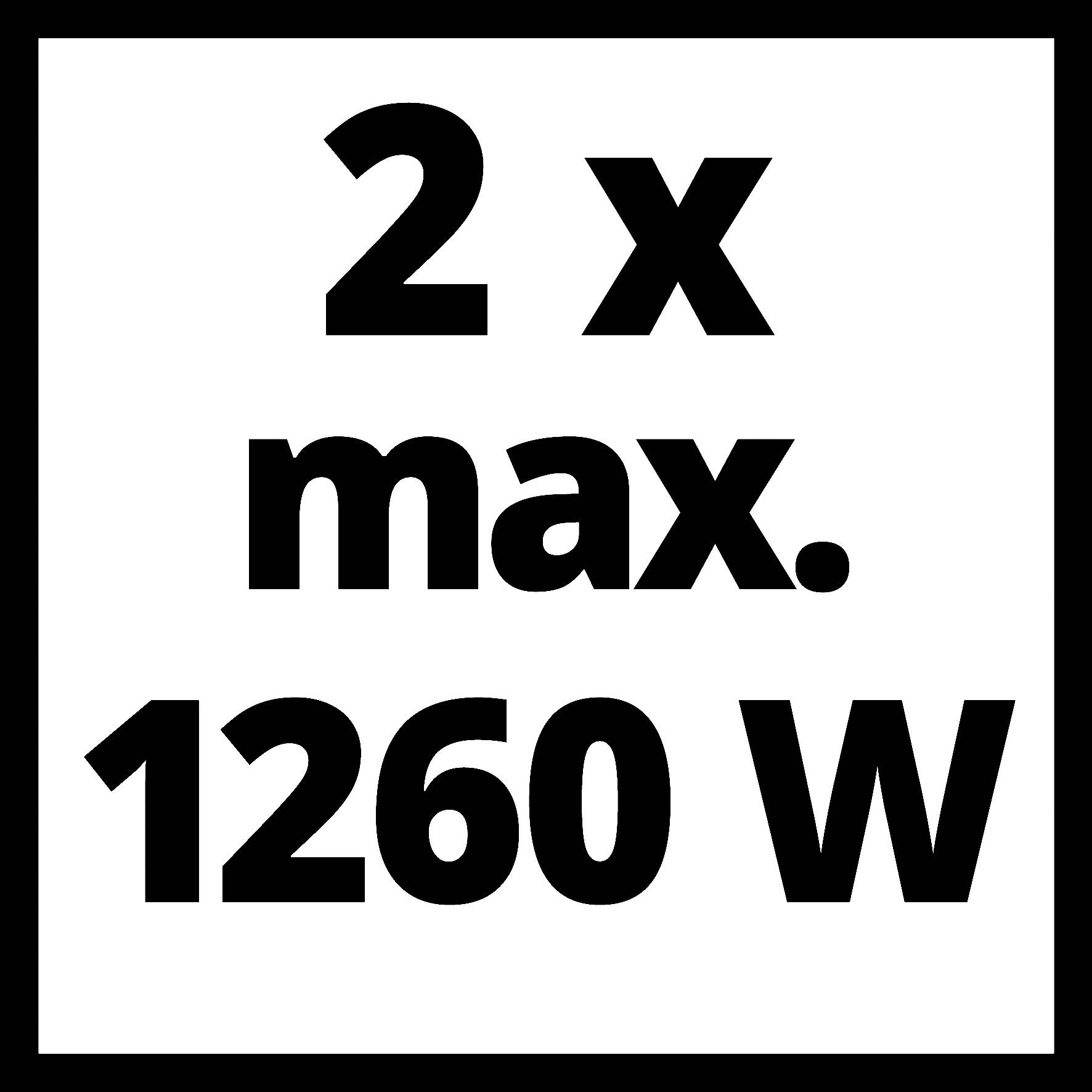 Na štítku udávajícím maximální výkonovou kapacitu je napsáno „2 x max. 1260 W".