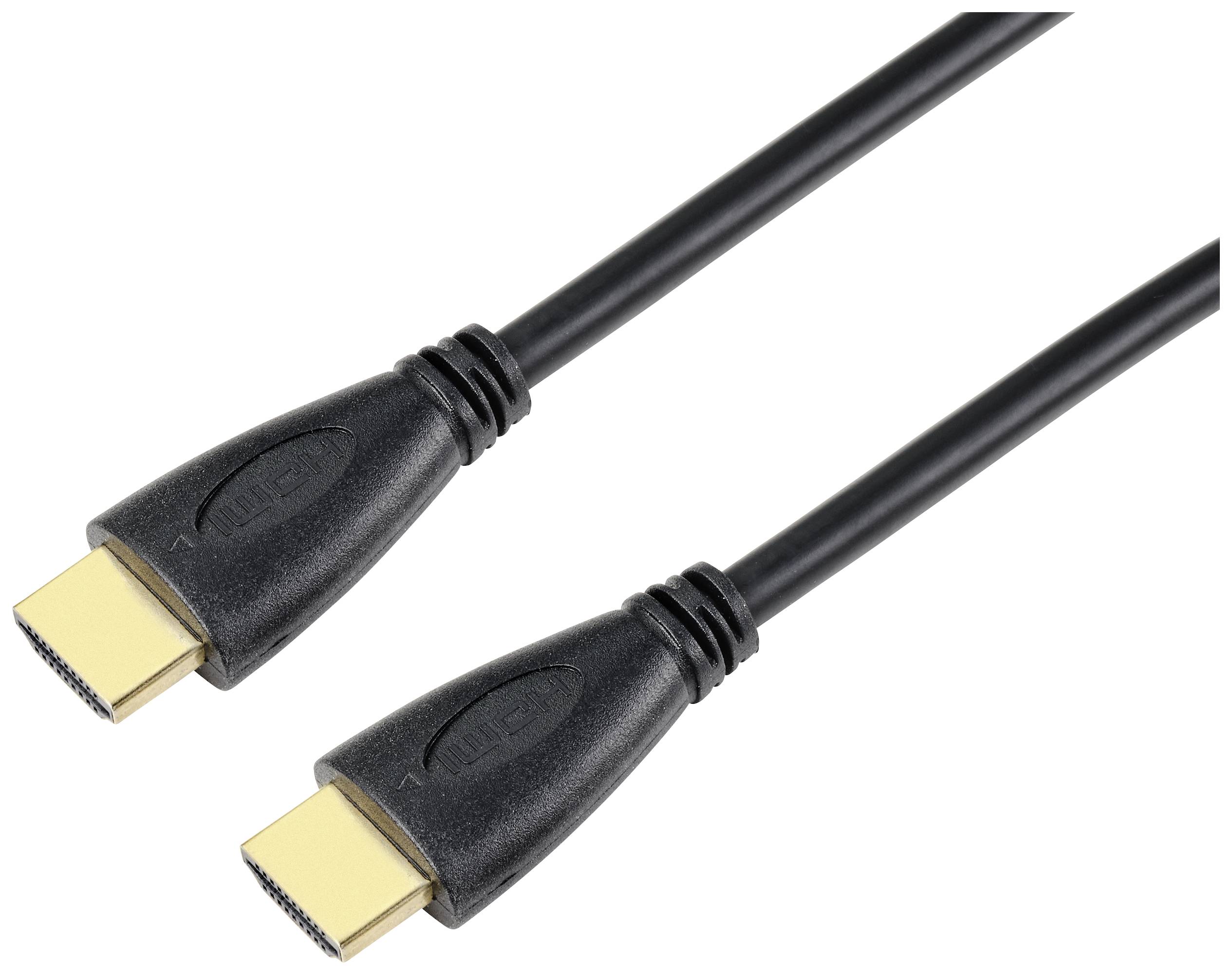 Dva černé HDMI kabely se zlatými konektory, které se používají pro připojení elektronických zařízení, jako jsou televize a počítače.