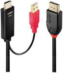 Video kabel s adaptérem Lindy 41424, HDMI, 0,5 m, DisplayPort, USB, černá