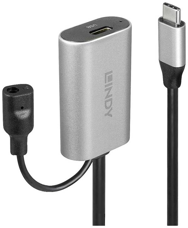 LINDY USB kabel USB 3.2 Gen1 USB-C ® zástrčka, USB-C ® zásuvka 5.00 m černá Aktivní se zesílením signálu 43271