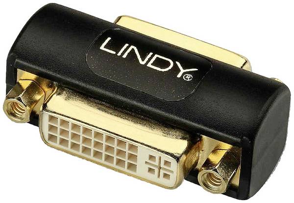 LINDY 41233 DVI adaptér [1x DVI zásuvka 24+5pólová - 1x DVI zásuvka 24+5pólová] černá Pozlacený