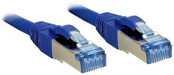 LINDY 47150 RJ45 síťové kabely, propojovací kabely CAT 6A S/FTP 3.00 m modrá stínění pletivem, fóliové stínění, S průchodkou chránící proti zlomení, kroucené páry , pozlacené kontakty, stíněný 1 ks